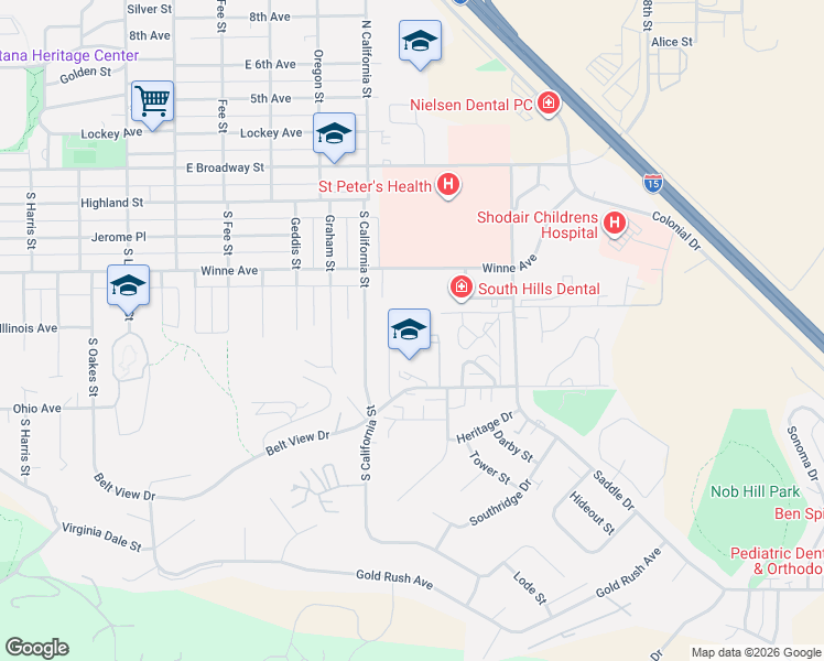 map of restaurants, bars, coffee shops, grocery stores, and more near 502 Burnham Place in Helena