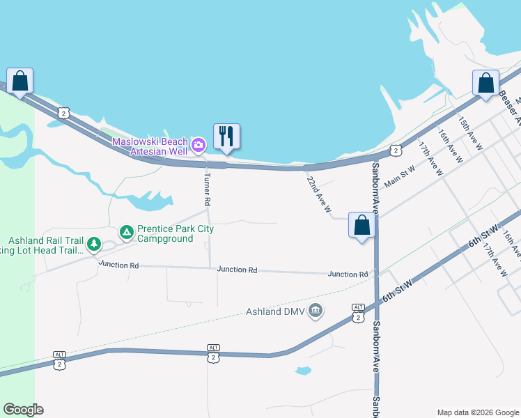 map of restaurants, bars, coffee shops, grocery stores, and more near 321 Prentice Heights Road in Ashland