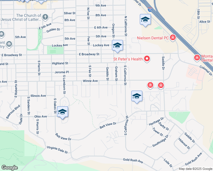 map of restaurants, bars, coffee shops, grocery stores, and more near 2107 Winne Avenue in Helena