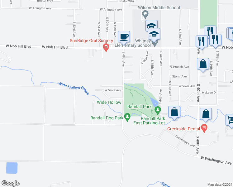map of restaurants, bars, coffee shops, grocery stores, and more near 4806 West Viola Avenue in Yakima