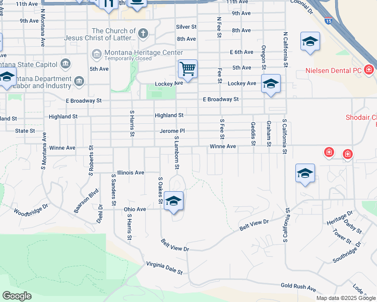 map of restaurants, bars, coffee shops, grocery stores, and more near 400 Butler Street in Helena