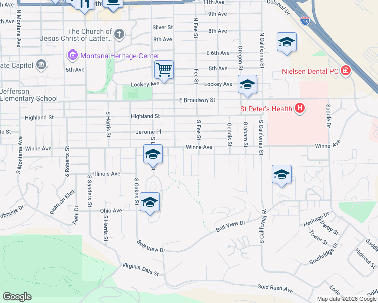 map of restaurants, bars, coffee shops, grocery stores, and more near 1905 Winne Avenue in Helena