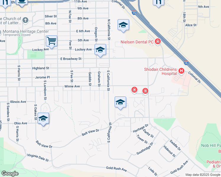 map of restaurants, bars, coffee shops, grocery stores, and more near 401 South California Street in Helena