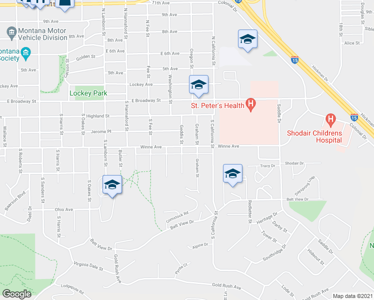 map of restaurants, bars, coffee shops, grocery stores, and more near 2107 Winne Avenue in Helena