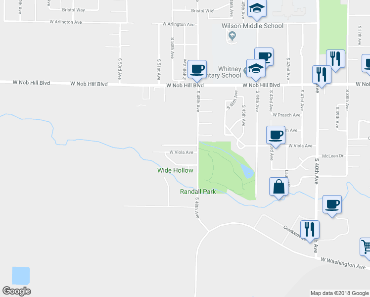 map of restaurants, bars, coffee shops, grocery stores, and more near 4806 West Viola Avenue in Yakima