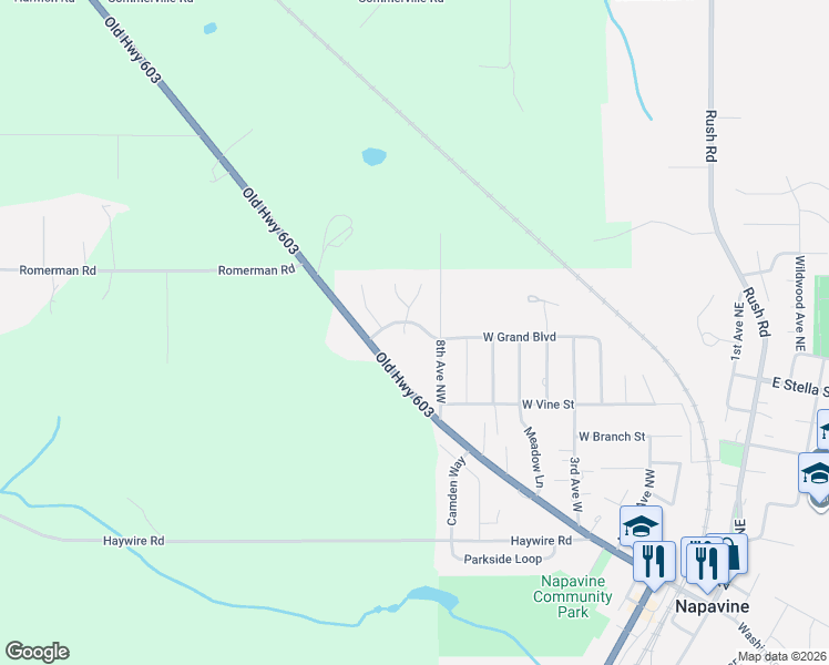 map of restaurants, bars, coffee shops, grocery stores, and more near 1064 Marsala Avenue in Chehalis