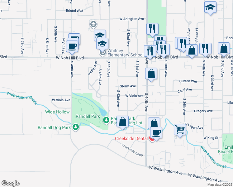 map of restaurants, bars, coffee shops, grocery stores, and more near 1209 South 43rd Avenue in Yakima