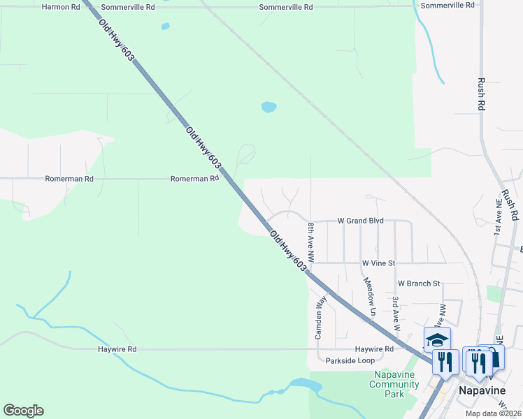 map of restaurants, bars, coffee shops, grocery stores, and more near 1023 Chieri Court in Chehalis