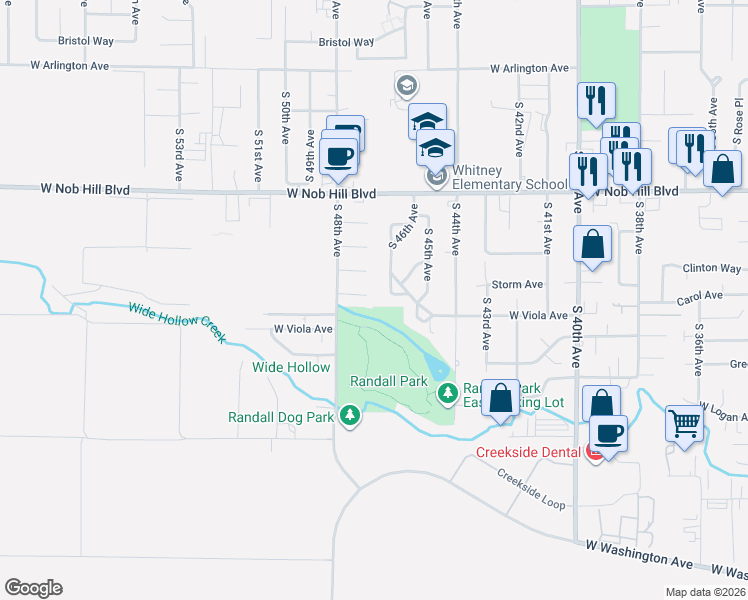 map of restaurants, bars, coffee shops, grocery stores, and more near 1208 South 46th Avenue in Yakima