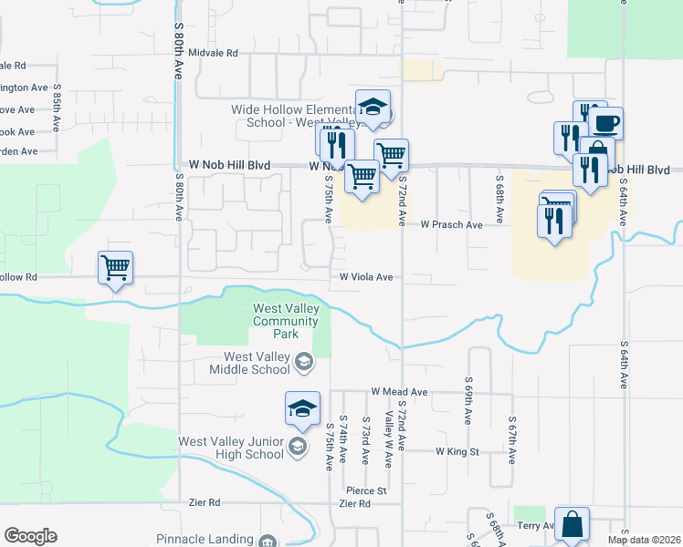 map of restaurants, bars, coffee shops, grocery stores, and more near 1235 South 75th Avenue in Yakima