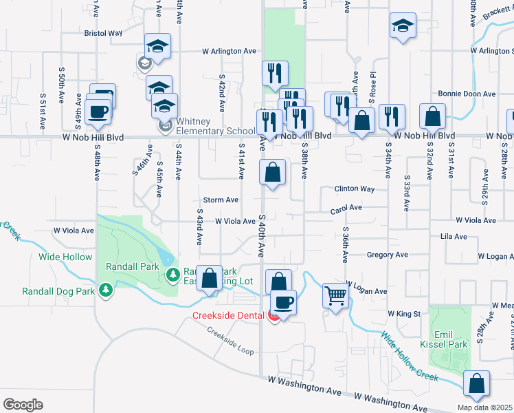 map of restaurants, bars, coffee shops, grocery stores, and more near 1214 South 40th Avenue in Yakima