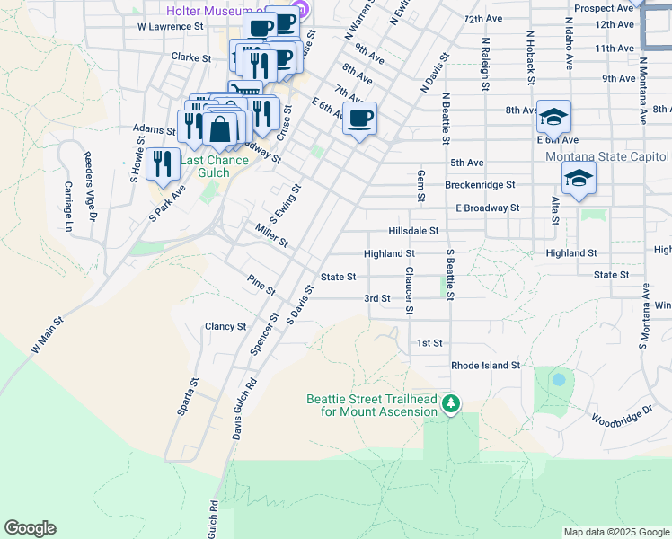 map of restaurants, bars, coffee shops, grocery stores, and more near 510 State St in Helena