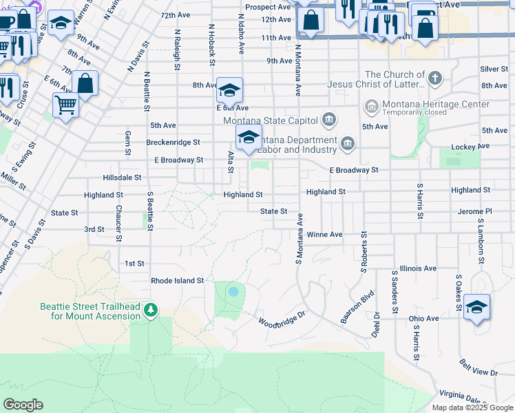 map of restaurants, bars, coffee shops, grocery stores, and more near 1010 State St in Helena