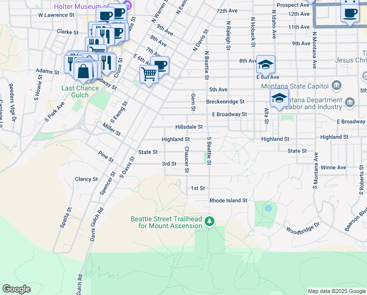 map of restaurants, bars, coffee shops, grocery stores, and more near 220 Chaucer Street in Helena