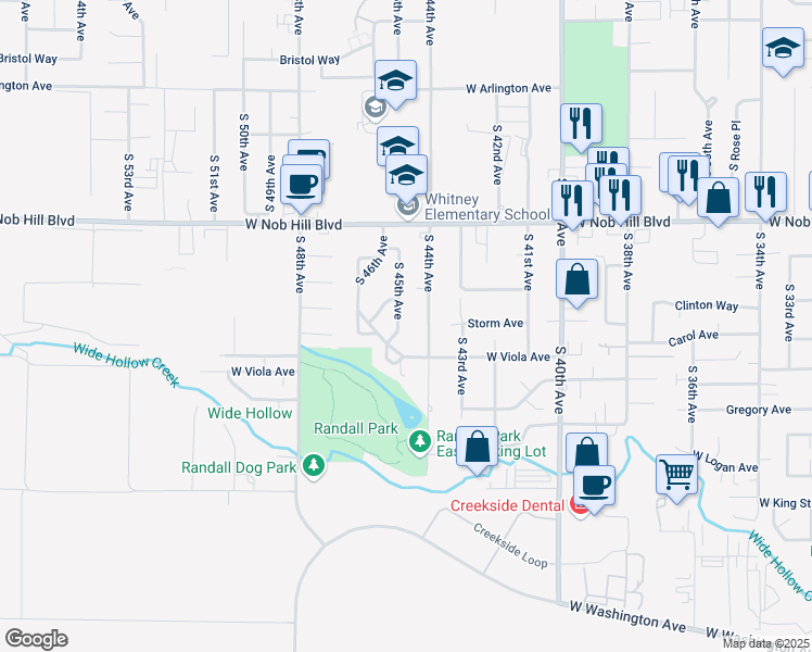 map of restaurants, bars, coffee shops, grocery stores, and more near 1200-1298 South 45th Avenue in Yakima