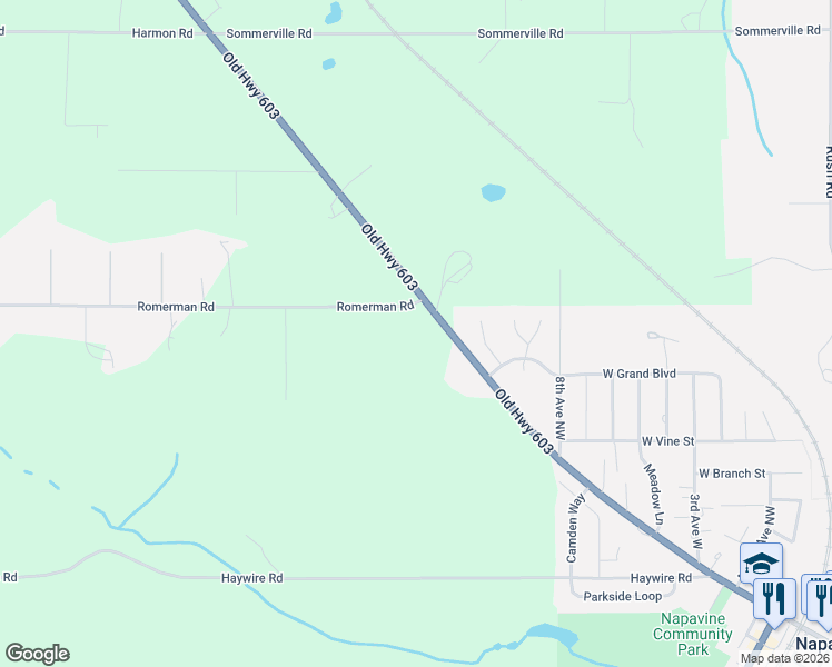 map of restaurants, bars, coffee shops, grocery stores, and more near 115 Romerman Road in Chehalis