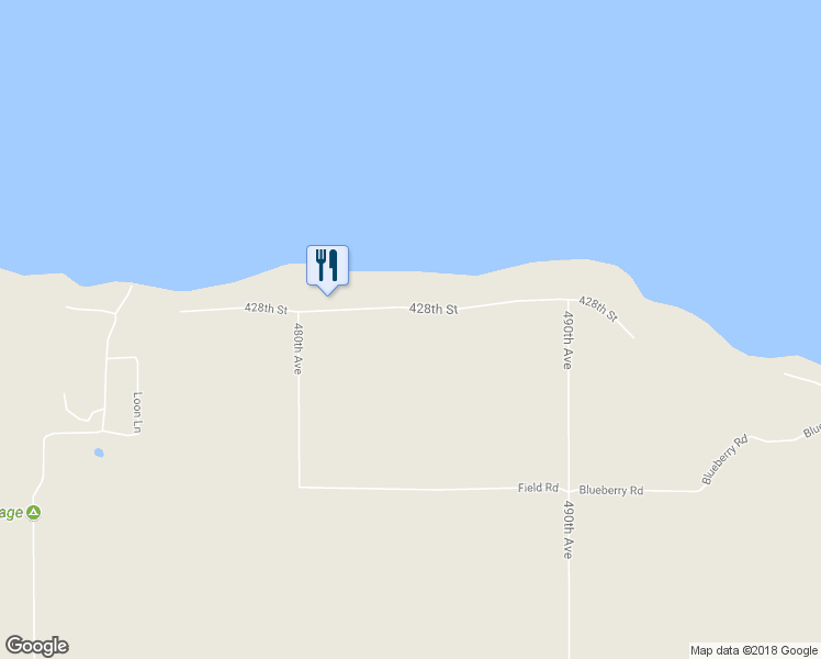 map of restaurants, bars, coffee shops, grocery stores, and more near 48754 428th Street in Perham