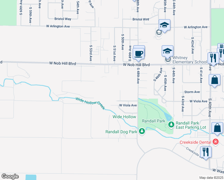 map of restaurants, bars, coffee shops, grocery stores, and more near 5200 West Nob Hill Boulevard in Yakima