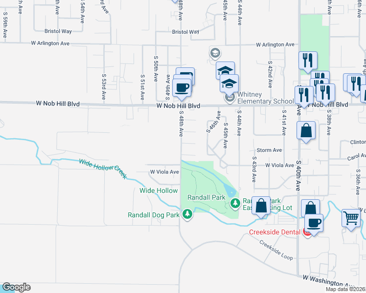 map of restaurants, bars, coffee shops, grocery stores, and more near 4707 W Carol Ave in Yakima