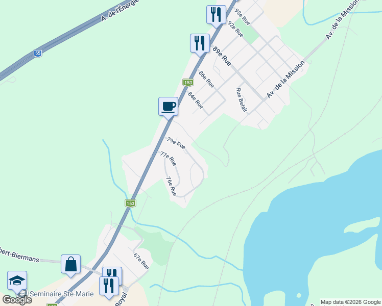 map of restaurants, bars, coffee shops, grocery stores, and more near 2002 79e Rue in Shawinigan