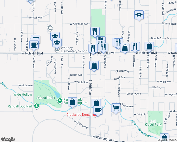 map of restaurants, bars, coffee shops, grocery stores, and more near 1206 South 40th Avenue in Yakima