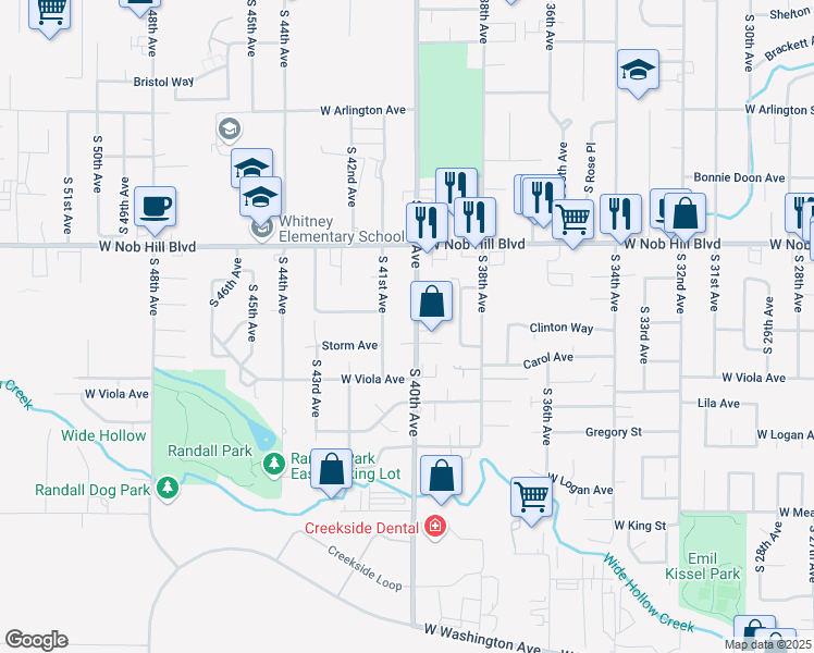 map of restaurants, bars, coffee shops, grocery stores, and more near 1214 South 40th Avenue in Yakima