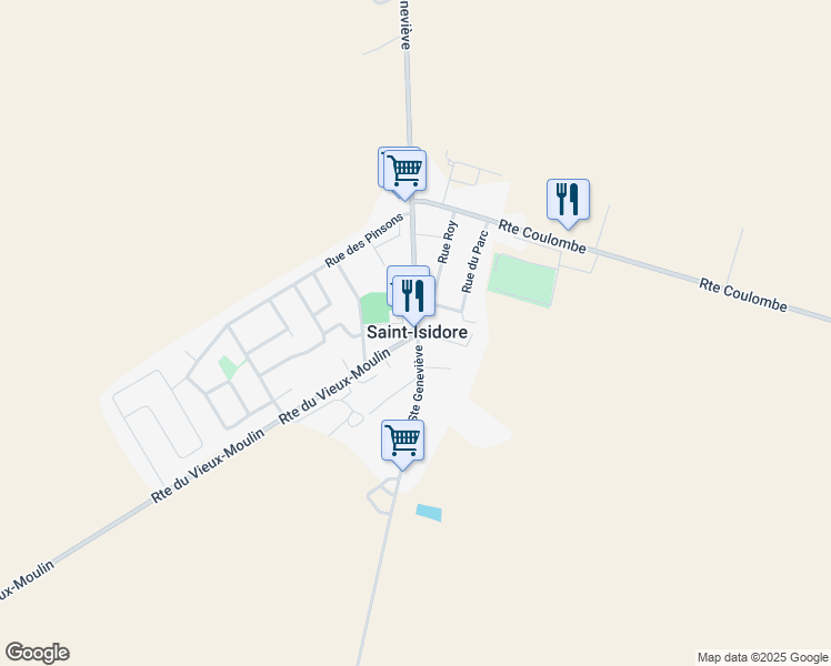 map of restaurants, bars, coffee shops, grocery stores, and more near 100 Route du Vieux Moulin in Saint-Isidore