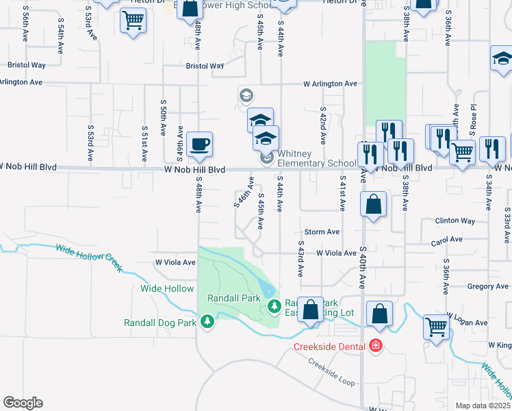 map of restaurants, bars, coffee shops, grocery stores, and more near 1200 South 45th Avenue in Yakima