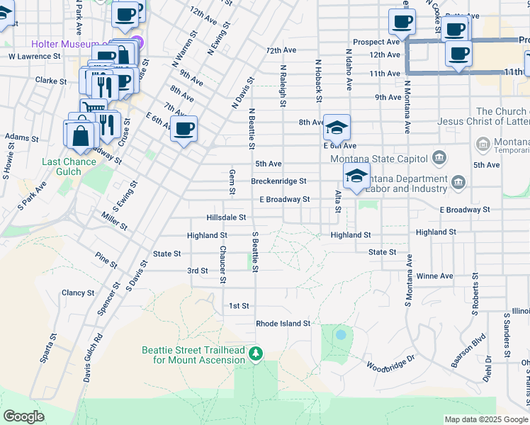 map of restaurants, bars, coffee shops, grocery stores, and more near 708 Hillsdale St in Helena