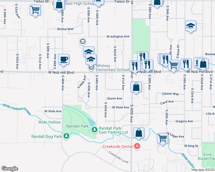map of restaurants, bars, coffee shops, grocery stores, and more near 1111 South 43rd Avenue in Yakima
