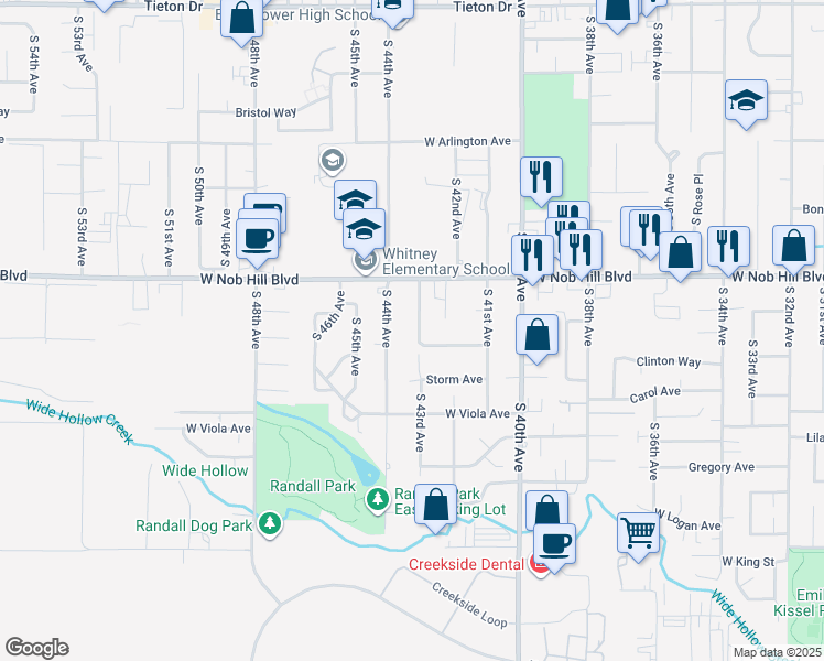 map of restaurants, bars, coffee shops, grocery stores, and more near 1111 South 43rd Avenue in Yakima