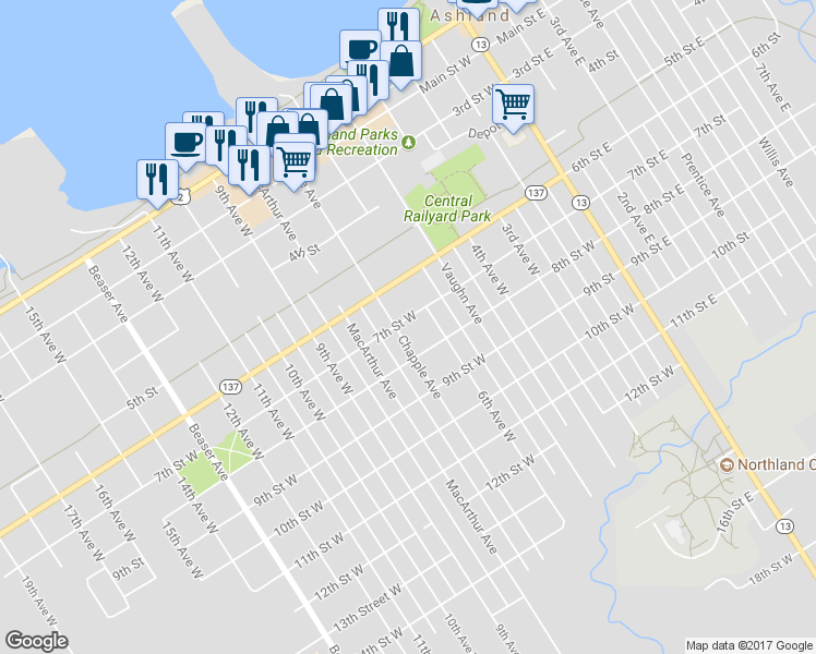 map of restaurants, bars, coffee shops, grocery stores, and more near 700 Chapple Avenue in Ashland