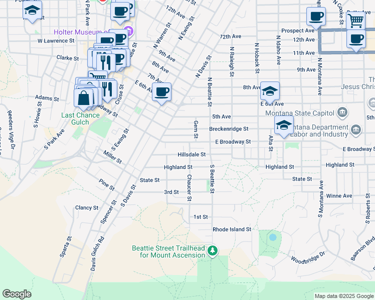 map of restaurants, bars, coffee shops, grocery stores, and more near 14 Chaucer Street in Helena