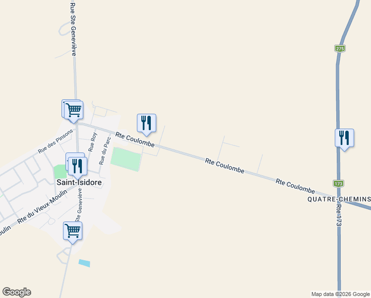 map of restaurants, bars, coffee shops, grocery stores, and more near 935 Rue des Semences in Saint-Isidore