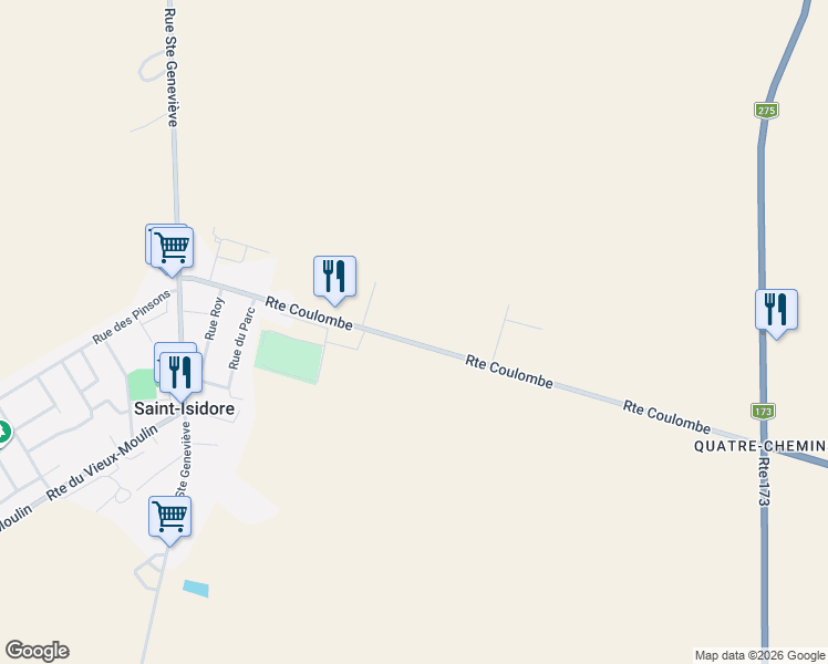 map of restaurants, bars, coffee shops, grocery stores, and more near 933 Rue des Semences in Saint-Isidore