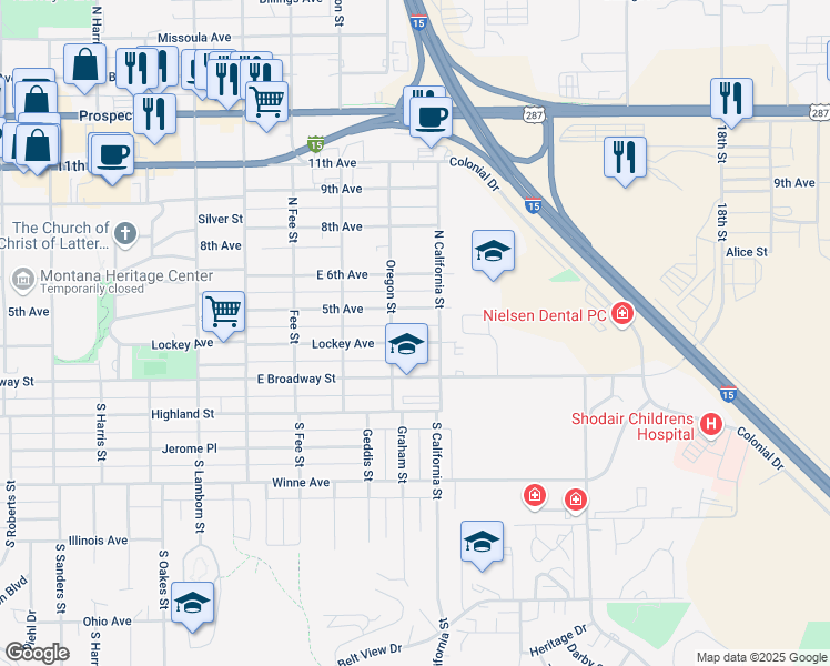 map of restaurants, bars, coffee shops, grocery stores, and more near 2214 Lockey Avenue in Helena