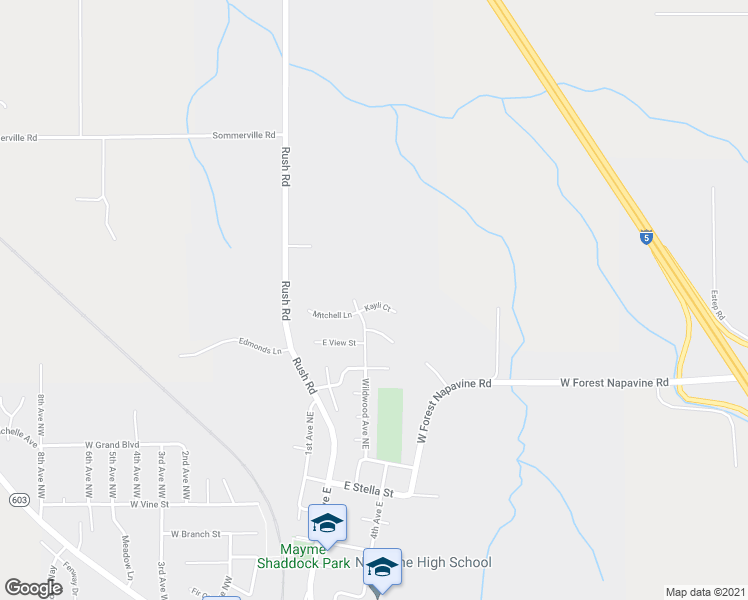 map of restaurants, bars, coffee shops, grocery stores, and more near 310 Kayli Court in Napavine