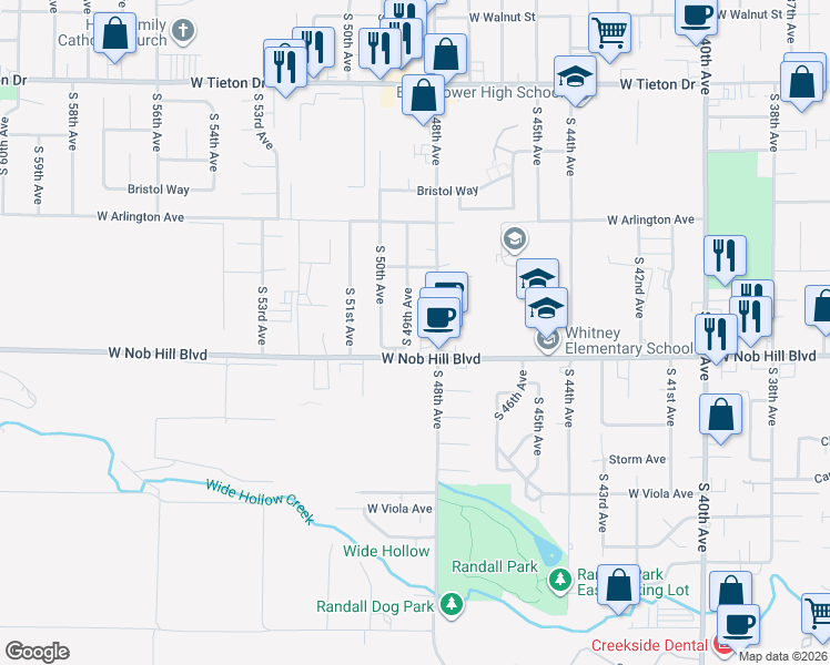 map of restaurants, bars, coffee shops, grocery stores, and more near in Yakima