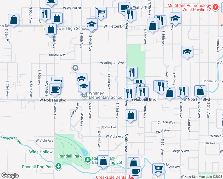 map of restaurants, bars, coffee shops, grocery stores, and more near 1003 South 42nd Avenue in Yakima