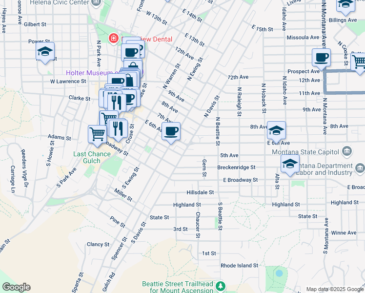 map of restaurants, bars, coffee shops, grocery stores, and more near 400 East 6th Avenue in Helena