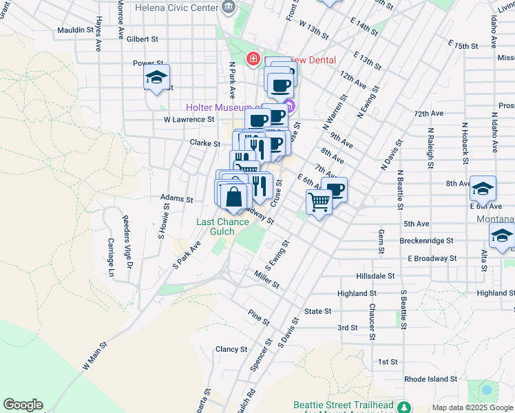 map of restaurants, bars, coffee shops, grocery stores, and more near 15 North Jackson Street in Helena