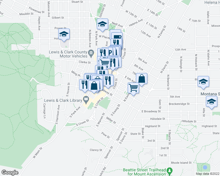 map of restaurants, bars, coffee shops, grocery stores, and more near 15 North Jackson Street in Helena