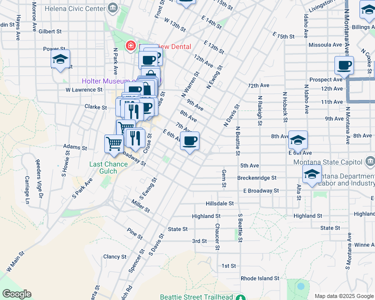 map of restaurants, bars, coffee shops, grocery stores, and more near 400 East 6th Avenue in Helena