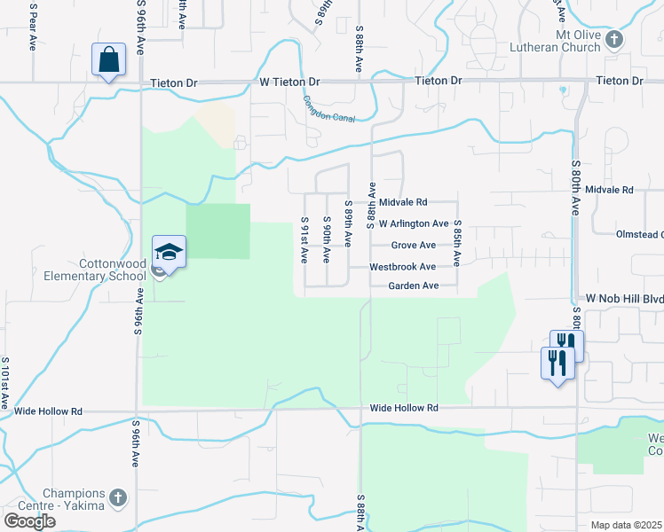 map of restaurants, bars, coffee shops, grocery stores, and more near 1014 South 90th Avenue in Yakima