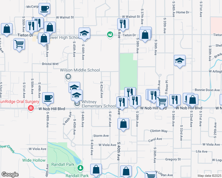 map of restaurants, bars, coffee shops, grocery stores, and more near 915 South 41st Avenue in Yakima