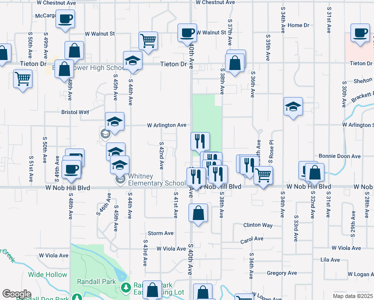 map of restaurants, bars, coffee shops, grocery stores, and more near 1003 South 41st Avenue in Yakima