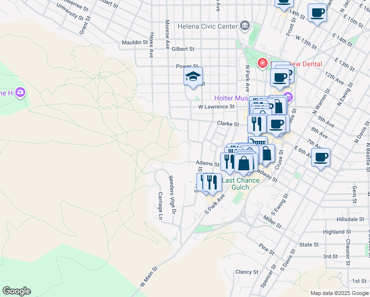 map of restaurants, bars, coffee shops, grocery stores, and more near 401 Ming Place in Helena