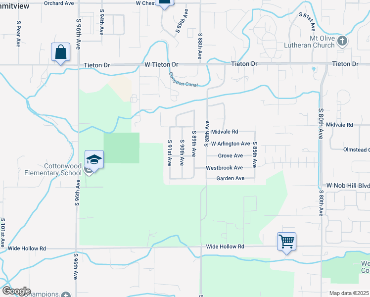 map of restaurants, bars, coffee shops, grocery stores, and more near 1002 South 90th Avenue in Yakima