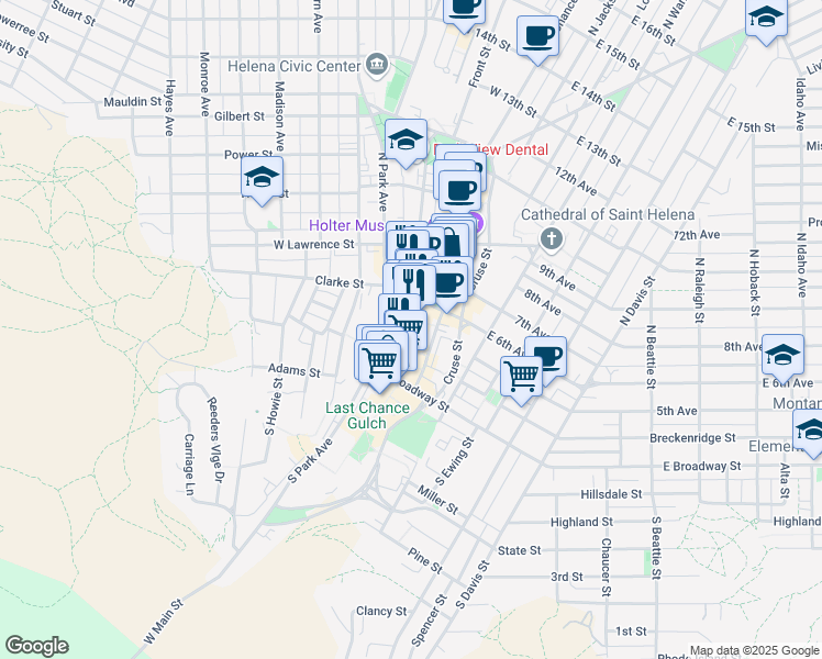 map of restaurants, bars, coffee shops, grocery stores, and more near in Helena