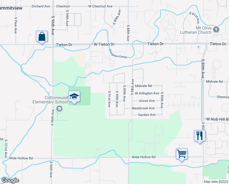 map of restaurants, bars, coffee shops, grocery stores, and more near 1002 South 90th Avenue in Yakima